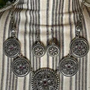 Boho silver and purple jewellery